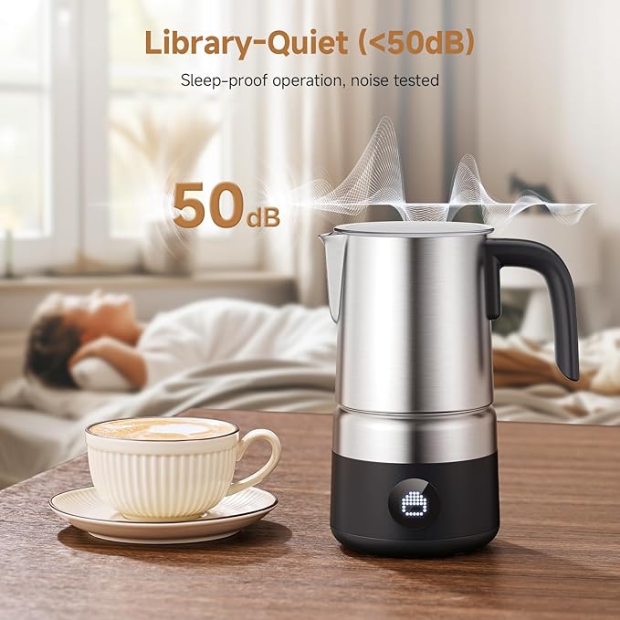 AMZCHEF 8-IN-1 Milk Frother and Steamer 600W w/Smart Touch Control, Detachable Frother for Coffee, Automatic Warm and Cold Foam Maker, Hot Chocolate Maker, Dishwasher Safe