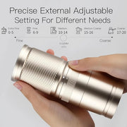 Manual Coffee Grinder with Numerical External Adjustable Setting, Capacity 30g with CNC Stainless Steel Conical Burr (gold)