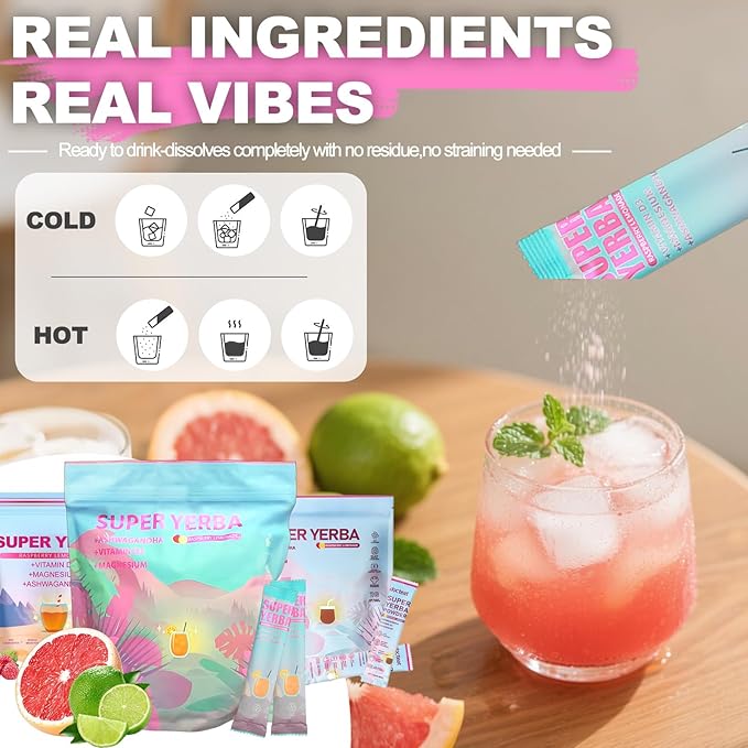 Super Yerba Mate Instant Powder Variety Pack - Citrus, Lemon & Grapefruit Flavors | 30 Servings Each | Energy Boost, Mental Clarity, Gut Health & Satiety | Prebiotics, Probiotics, Hot & Cold Brew, Portable (3pcs/set)