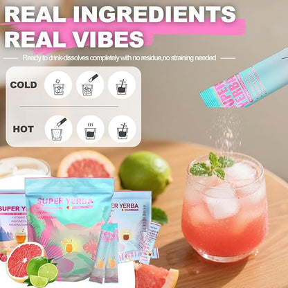 Super Yerba Mate Instant Powder Variety Pack - Citrus, Lemon & Grapefruit Flavors | 30 Servings Each | Energy Boost, Mental Clarity, Gut Health & Satiety | Prebiotics, Probiotics, Hot & Cold Brew, Portable (3pcs/set)