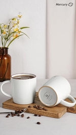 Load image into Gallery viewer, famiware Mercury Coffee Mugs 13 oz, Coffee Mugs Set of 4 with Handle, Cups for Latte, Hot Tea, Cappuccino, Mocha, Cocoa, White