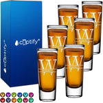 Load image into Gallery viewer, Personalized Shot Glasses Set of 6 Custom 2 oz Cordial Shot Glass Initial and Name for Gifts, Weddings, Birthdays, Party, Event, Decorations