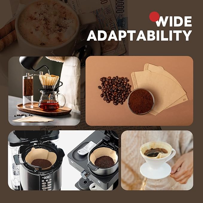 Disposable Coffee Filters #4 100 Pcs, Unbleached Cone Coffee Filters for Ninja Coffee Maker and Cuisinart Coffee Maker, 8-12 Cup