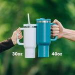 Load image into Gallery viewer, RTIC 40 oz Road Trip Tumbler Double-Walled Insulated Stainless Steel Portable Travel Coffee Mug Cup with Lid, Handle and Straw, Ceramic-Lined, Navy