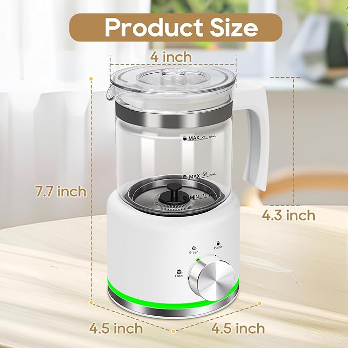 Milk Frother, 16.9 OZ Milk Frother and Steamer, 4 in 1 Electric Milk Frother Dishwasher Safe, Durable Silent Working Frother for Coffee, Hot and Cold Foam Maker, White Glass