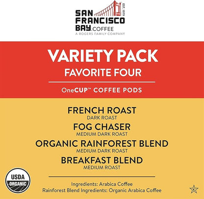 San Francisco Bay Compostable Coffee Pods - Original Variety Pack (80 Ct) K Cup Compatible including Keurig 2.0, French, Breakfast, Fog, Organic Rainforest