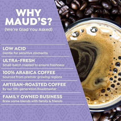 Maud's Organic Coffee Pods Variety Pack, 56 ct, 8 Assorted Flavors, Recyclable Single Serve Pods – 100% Arabica Coffee, Compatible with Keurig K Cups Maker