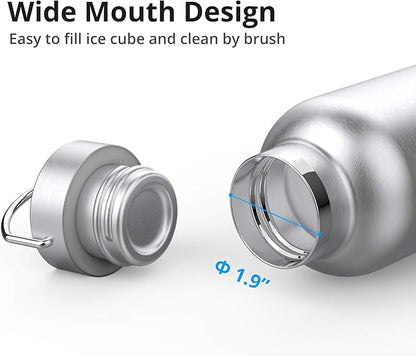 Triple Tree 17OZ Vacuum Insulated Stainless Steel Water Bottle, Double Wall Wide Mouth Lids Keeps beverage Hot or Cold Sweat Proof