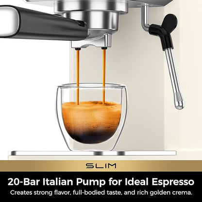CHULUX Slim Espresso Machine with Milk Frother Steam Wand, 20 Bar Professional Italian Pump Espresso Coffee Machine for Home Cappuccino & Latte Maker, Creamy