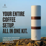 Load image into Gallery viewer, Nest Pour Over Coffee Kit | Coffee Maker for Camping | All-In-One Travel Pour Over | Transportable Dripper, Two 10oz Stainless Steel Travel Mugs | Compact Storage &amp; Adventure Ready | Cream
