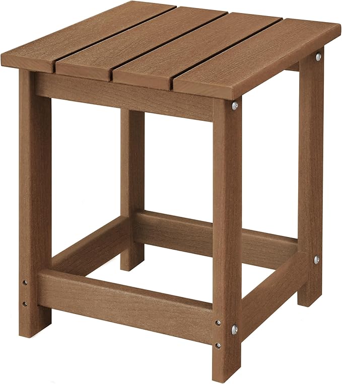 LZRS Adirondack Square Outdoor Side Table for Patio, Pool Composite Patio Table,HDPE End Tables for Backyard,Pool, Indoor Companion, Easy Maintenance & Weather Resistant(Brown)
