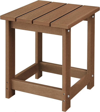 LZRS Adirondack Square Outdoor Side Table for Patio, Pool Composite Patio Table,HDPE End Tables for Backyard,Pool, Indoor Companion, Easy Maintenance & Weather Resistant(Brown)