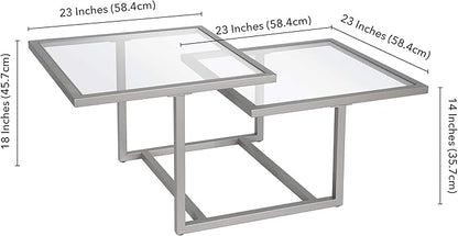 Henn&Hart 43" Wide Square Coffee Table in Nickel, Modern coffee tables for living room, studio apartment essentials