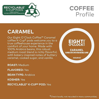 Eight O'Clock Coffee Caramel, Keurig Single-Serve K-Cup Pods, Flavored Coffee, 60 Count (6 Packs of 10)