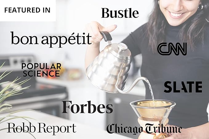 Barista Warrior Gooseneck Kettle for Pour Over Coffee and Tea with Thermometer for Exact Temperature, Precision Pour Drip Spout, Compatible with all Stove Tops (Matte Black, 1.2 Liter, 40 fl oz)