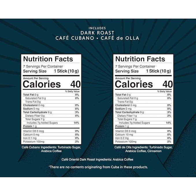 Oriente Cuban Coffee Roasters Variety Pack - 20 ct Instant Coffee (Cafe Oriente, Cafe Cubano, Cafe De Olla) - 100% Arabica Coffee for Hot or Iced Coffee