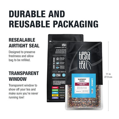 Tiesta Tea - Raspberry Razzle Tea, Loose Leaf, Raspberry Hibiscus Herbal Tea, Premium Caffeine-Free Tea Blend, Make Hot or Iced & Up to 200 Cups, 16 oz Resealable Bulk Pouch