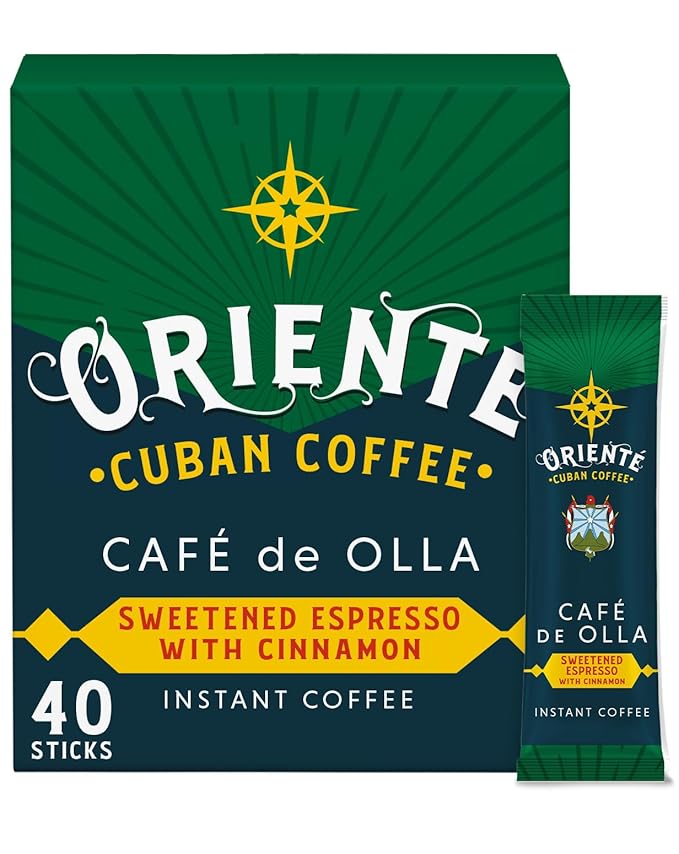 Oriente Dark Roast Instant Coffee, 40 ct, Sweetened Espresso – 100% Arabica Coffee, Instant Hot or Iced Coffee - Just add water