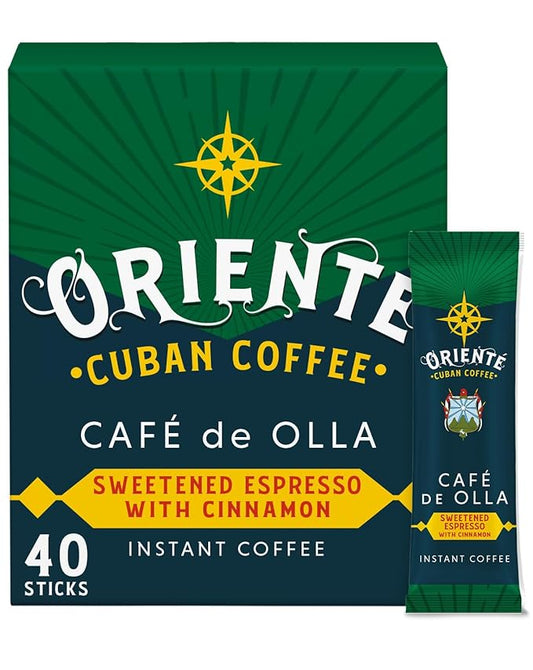 Oriente Dark Roast Instant Coffee, 40 ct, Sweetened Espresso – 100% Arabica Coffee, Instant Hot or Iced Coffee - Just add water
