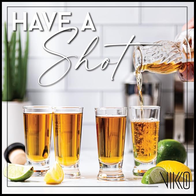 Vikko 2.75 Ounce Shot Glasses, Set of 12 Small Liquor and Spirit Glasses, Durable Tequila Bar Glasses For Alcohol and Espresso Shots, 12 Piece Shooter Glass Set