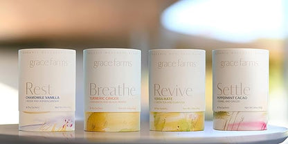 Grace Farms SETTLE Wellness Organic Tea Blend (16 Pyramid Sachets) | Peppermint Cacao | Relaxing and Digestive Support | Fairtrade and Kosher | Filled With Antioxidants and Stress-Relieving Herbs | Gives Back 100% of Profits
