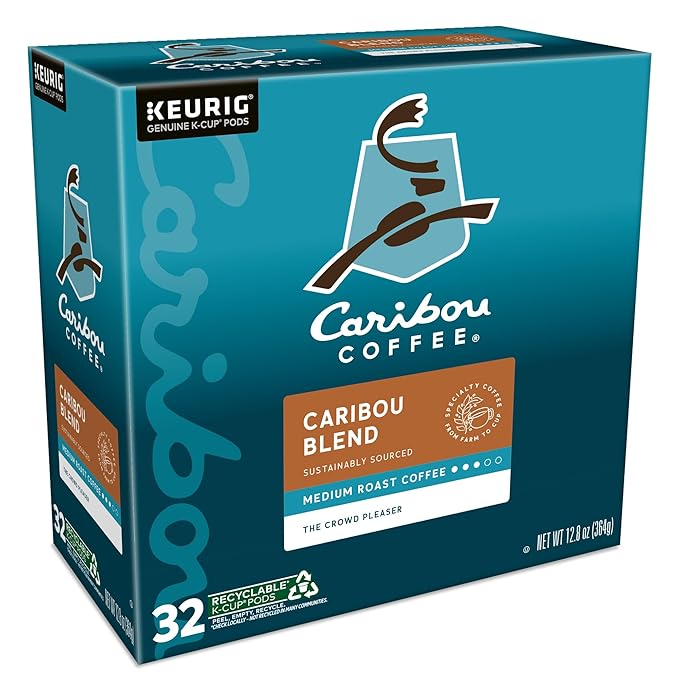 Caribou Coffee Caribou Blend, Keurig Single-Serve K-Cup Pods, Medium Roast Coffee, 32 Count(Pack of 1)
