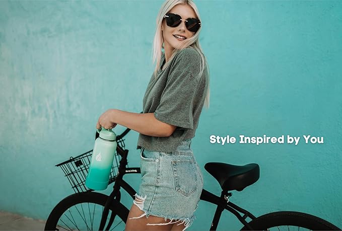 HYDRO CELL Stainless Steel Insulated Water Bottle with Straw - For Cold & Hot Drinks - Metal Vacuum Flask with Screw Cap and Modern Leakproof Sport Thermos for Adults (Mint/Green 32oz)