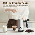 Load image into Gallery viewer, Milk Frother, 4-in-1 Milk Frother and Steamer, 10.6oz Electric Milk Steamer, Automatic Cold and Hot Foam maker for Lattes, Cappuccinos, Ceramic Lining Interior (Polished)