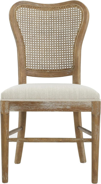 Christopher Knight Home Collda Modern Upholstered Dining Chairs, Wicker Backrest, Vintage Style for Homebar Living Room Kitchen Counter (Set of 2), Dark Brown+Beige