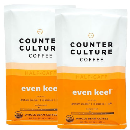 Counter Culture Coffee - Fresh Roasted Certified Organic Whole Bean Coffee (Kosher) (Even Keel Double Pack)