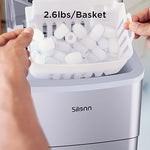 Load image into Gallery viewer, Silonn Ice Makers Countertop, 9 Cubes Ready in 6 Mins, 26lbs in 24Hrs, Self-Cleaning Ice Machine with Ice Scoop and Basket, 2 Sizes of Bullet Ice for Home Kitchen Office Bar Party, Sliver