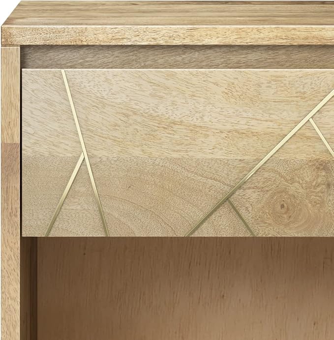 SIMPLIHOME Jager SOLID MANGO WOOD 22 inch Wide Mid Century - Contemporary Bedside Nightstand Table in Natural for the Living Room and Bedroom