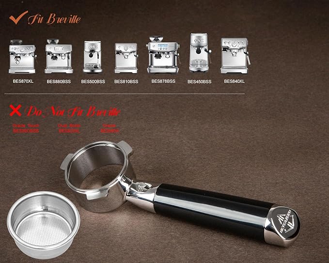 𝟓𝟒𝐦𝐦 𝐁𝐨𝐭𝐭𝐨𝐦𝐥𝐞𝐬𝐬 𝐏𝐨𝐫𝐭𝐚𝐟𝐢𝐥𝐭𝐞𝐫 - Includes Precision Filter Basket - Fits Breville Barista Express and 54mm Breville Machines， Black