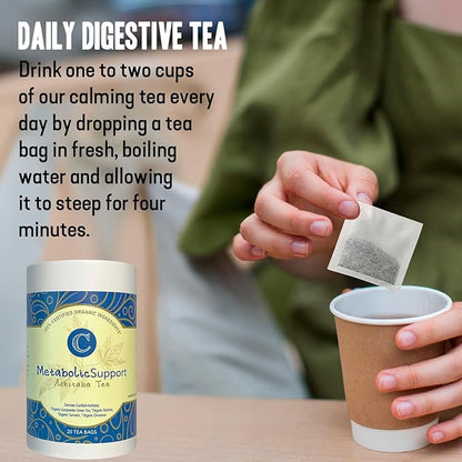 Dr. Cowan’s Garden Organic Ashitaba Green Tea - 20 Teabags - Metabolic Support Herbal Tea Bags with Turmeric Powder, Calming Digestive Support for Health & Well-Being, Ashitaba Herbs Grown in the USA