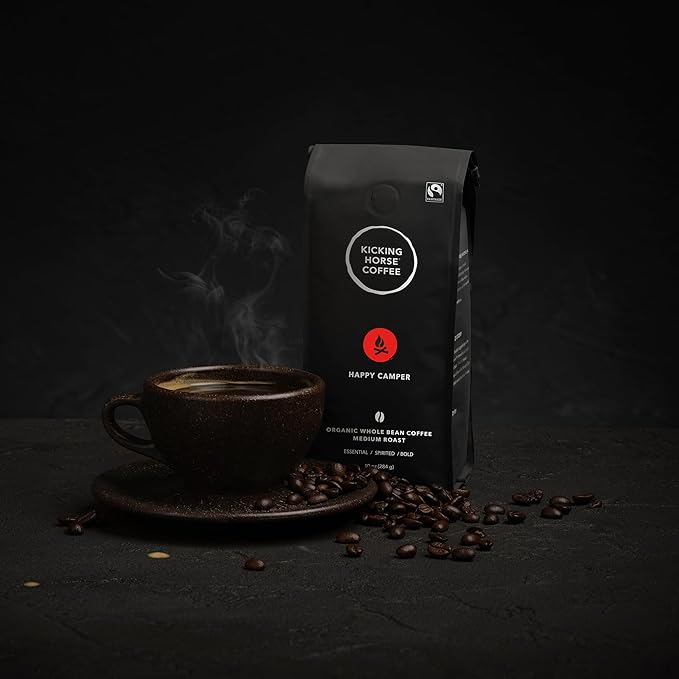 Kicking Horse Happy Camper Whole Bean Coffee, 10 Ounce - Certified Organic, Fairtrade, Kosher Coffee