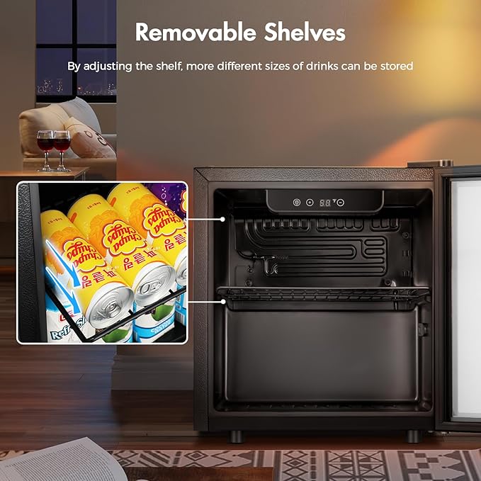 Kismile 1.3 Cu.ft Beverage Refrigerator and Cooler,12 Bottle 48 Can Mini Fridge Glass Door, Digital Temperature Display for Soda, Beer or Wine, Small Drink Dispenser Cooler for Home, Office, Bar