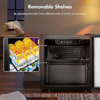 Kismile 1.3 Cu.ft Beverage Refrigerator and Cooler,12 Bottle 48 Can Mini Fridge Glass Door, Digital Temperature Display for Soda, Beer or Wine, Small Drink Dispenser Cooler for Home, Office, Bar