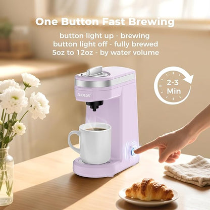 CHULUX Mini Coffee Maker for K Capsule, Single Serve Coffee Maker for One Cup Americano, Lightweight Pod Coffee Machine, Lavender