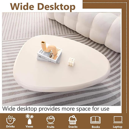 Cloud Coffee Table Modern Cute Coffee Tables Irregular Simple Tea/Center Table for Small Space End Table for Living Room, Home Office, Indoor (White A Oval 39.4" Wx25.6 Dx11.8 H)