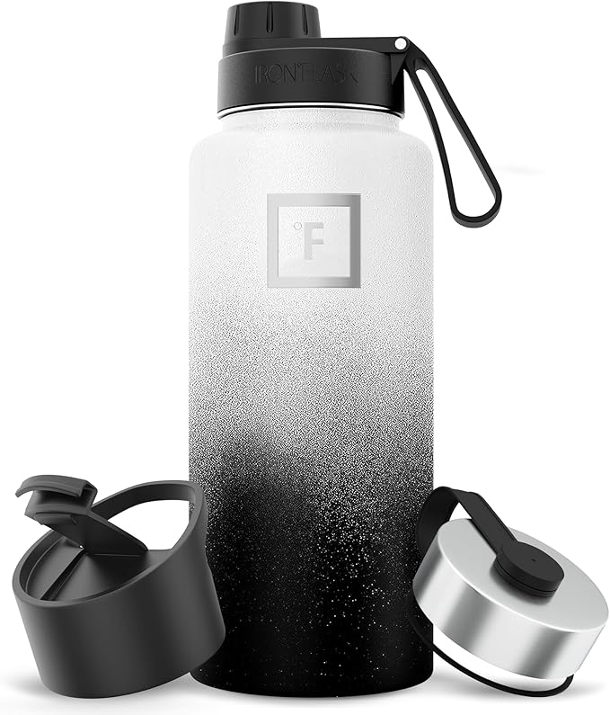 IRON °FLASK Camping & Hiking Hydration Flask with Spout, Wide Mouth Insulated Stainless Steel Sports Water Bottle - 32 oz Day & Night