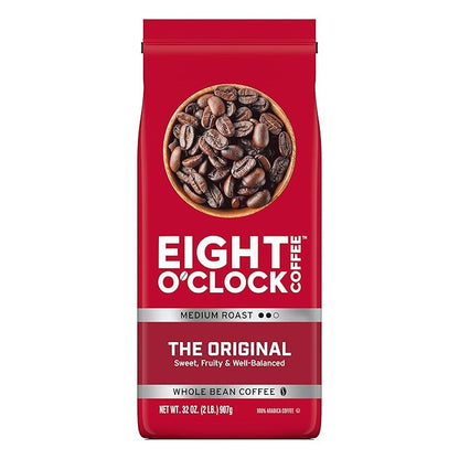 Eight O'Clock Coffee The Original Whole Bean Coffee, Medium Roast, 32 Ounce (Pack of 1) - Sweet, Fruity, Well Balanced