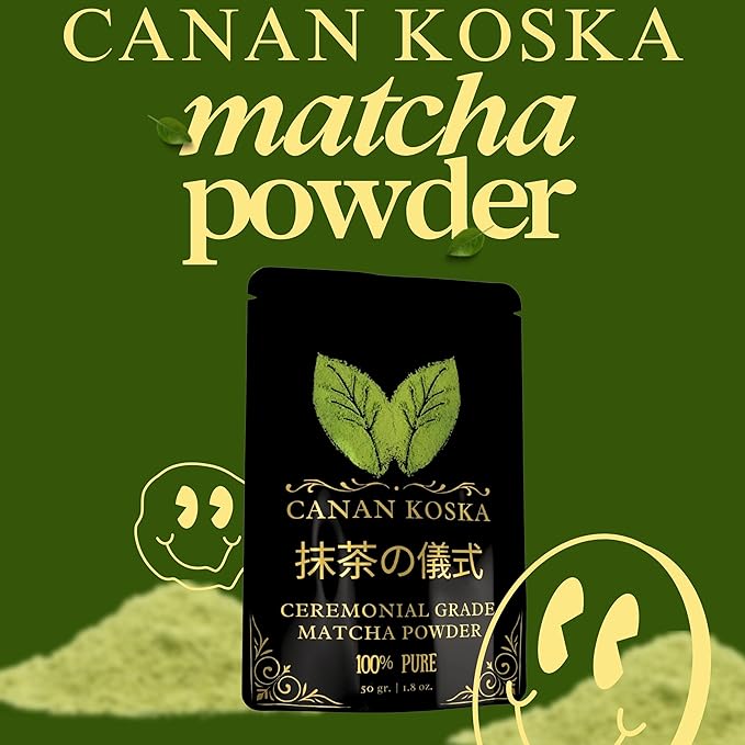 Canan Koska Ceremonial Grade Matcha Powder – Stone-Ground Green Tea from First Harvest Leaves, Perfect for Whisking, Lattes & Smoothies – No Additives – Resealable Pouch - 1.76oz (50g) - Pack Of 1