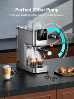 Load image into Gallery viewer, Espresso Machine, 20 Bar Professional Espresso Coffee Maker with Milk Frother Steam Wand, Hot &amp; Iced Coffee Machine, Compact Stainless Steel Coffee Machine for Cappuccino,Latte,Cold Brew