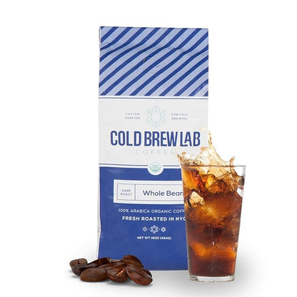 Cold Brew Organic Coffee Beans, Colombian Supremo, Dark Roast, 1 LB, Whole Bean Coffee for Cold Brewing