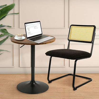 23.6" Round Bar Table, Adjustable Height Modern Cocktail Table with MDF Top and Metal Base, Bistro Pub Table Suitable for Cafe, Kitchen Island, Bar Counter, Brown