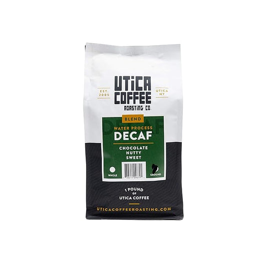 Utica Coffee Roasting Co. Decaf | Specialty Medium Roast Ground Coffee | 16 Oz Reclosable Bag