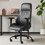 Load image into Gallery viewer, YFO Home Office Desk Chair High Back Office Rubber Chair Casters Ergonomic Computer Chair with Lumbar Support Adjustable Height Rolling Swivel Chair Executive Task Armrests, Black PU