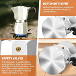 Load image into Gallery viewer, 9 Cup Aluminum Espresso Stovetop Moka Pot Express Coffee Maker Percolator Italian Classic Mocha Coffee Machine for Italian and Cuban Cafe Brewing for Home &amp; Camping 450ml 15oz