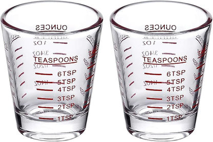 Shot Glasses Measuring cup 2018 Liquid Heavy Glass Wine Glass Espresso Shot Glass 26-Incremental Measurement 1oz, 6 Tsp, 2 Tbs, 30ml (2 pack-red 30ml)
