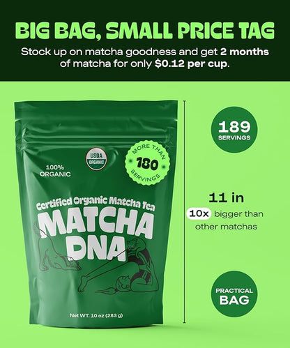 MATCHA DNA Certified Organic Matcha Green Tea Powder (10 oz BAG)